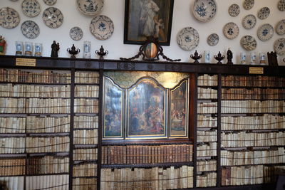 Close-up of books on shelf