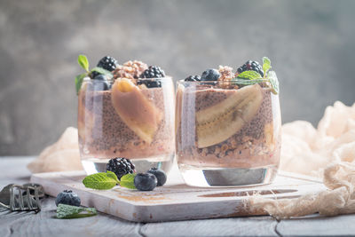 Close-up of dessert on table