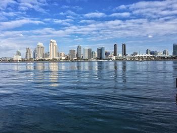 View of cityscape at dusk