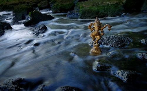 Ganesha statue on stream