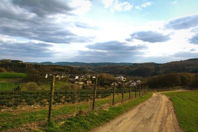 Scenic view of landscape against cloudy sky