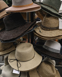 Variety of summer hats on display