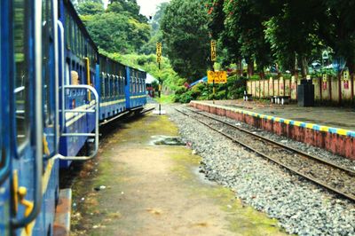 View of trains at railroad station