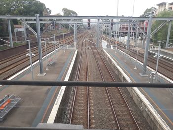 High angle view of railroad station platform