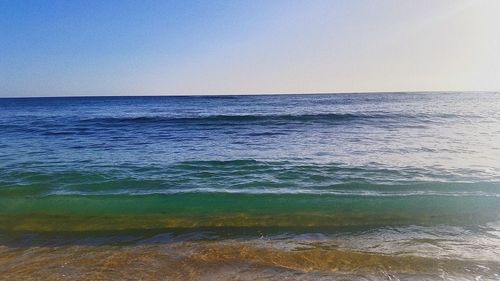 Scenic view of sea against clear sky