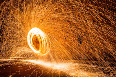 Blurred motion of fire at night