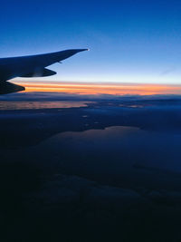 Aerial view of airplane wing