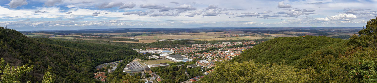 High angle view of townscape against sky