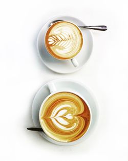 Directly above shot of cappuccino on table