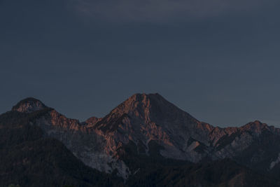 Low angle view of mountain range against sky