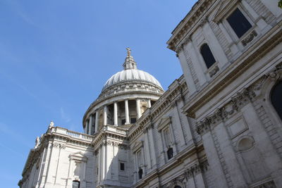 The dome of st paul's cathedral against blue clear sky, london, uk