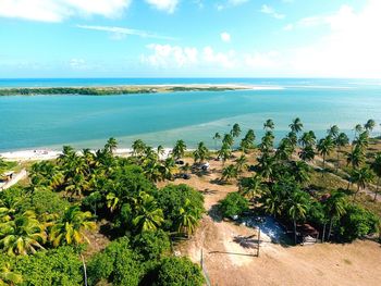 High angle view of sea against sky