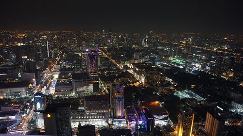 View atop the baiyok building at night an economic center city in thailand