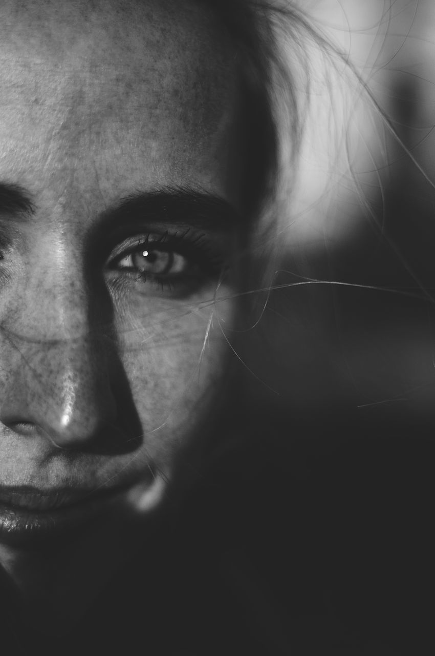 CLOSE-UP PORTRAIT OF WOMAN WITH EYES