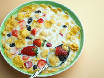 High angle view of breakfast in bowl