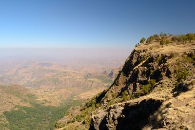 Scenic view of mountains against clear sky