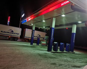 Illuminated parking lot at night