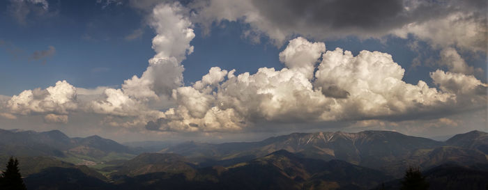 Panoramic view of majestic mountains against sky