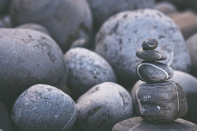 Close-up of stacked stones