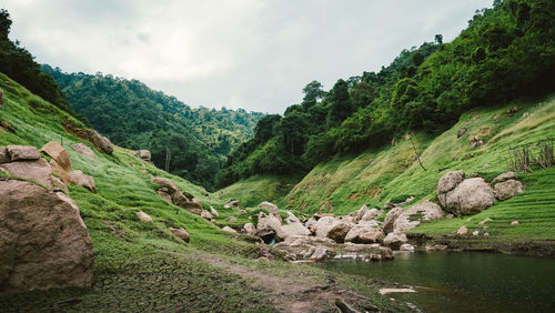 Scenic view of mountains against sky