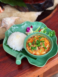 High angle view of food on table