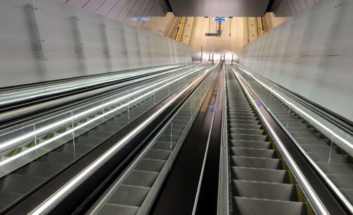 High angle view of escalator