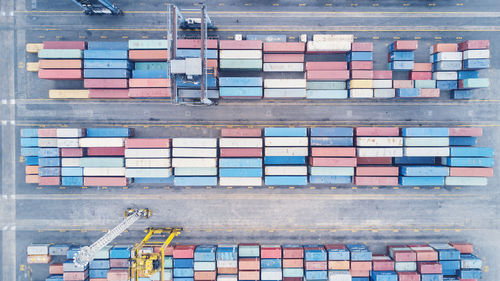Aerial view of cargo container at harbor