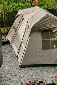 Tent on field