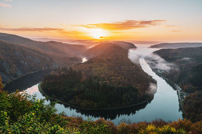 Panoramic view from the cloef to the saar loop, germany.