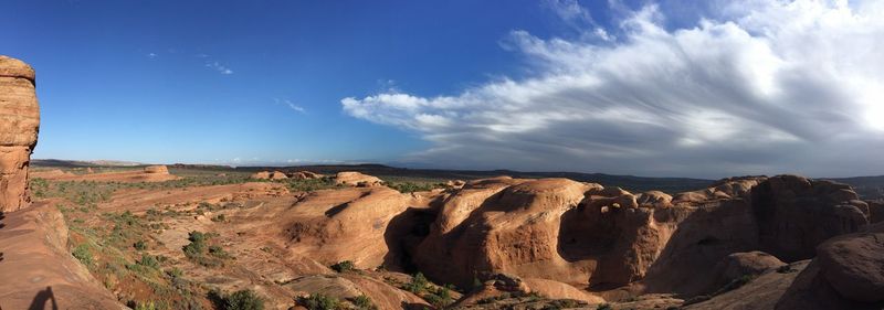 Panoramic view of landscape against cloudy sky