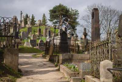 Cemetery against sky