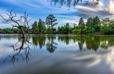 Scenic view of lake against sky