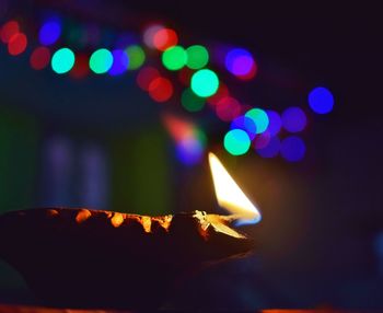 Close-up of illuminated candles