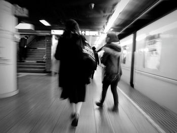 Woman in subway train