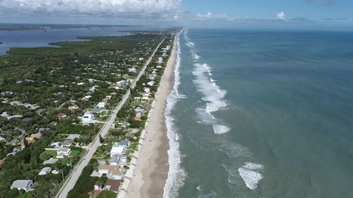 High angle view of beach against sky