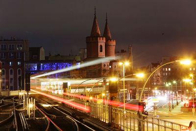 Light trails in city at night