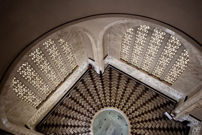 Low angle view of illuminated ceiling of building