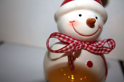 Close-up of snowman figurine