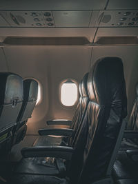 View of empty seats in airplane