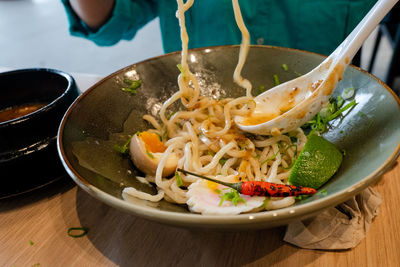 Close-up of food in bowl on table