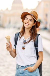 Young woman drinking milk