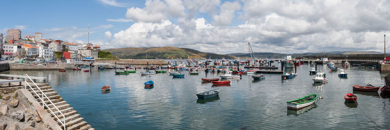 Panoramic view of boats in harbor