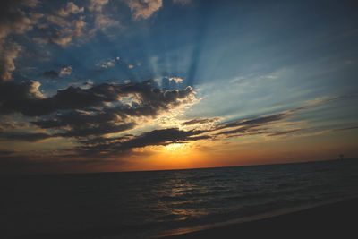 Scenic view of sunset over sea