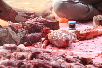 Close-up of food on barbecue grill