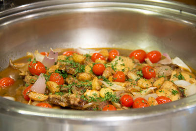 High angle view of salad in container