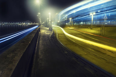 Blurred motion of train at night