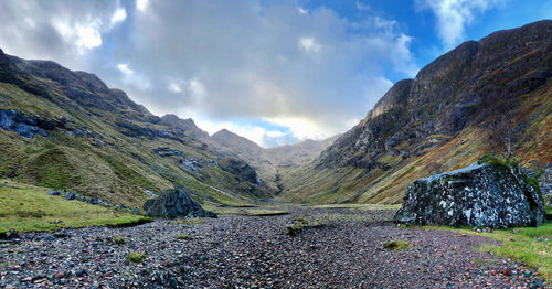 Panoramic view of mountains against sky