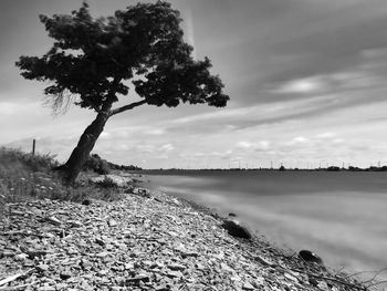 Scenic view of sea against cloudy sky