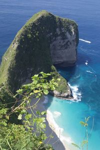High angle view of rocks in sea