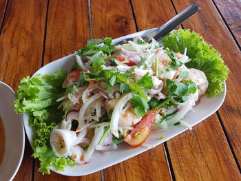 Close-up of salad in plate on table